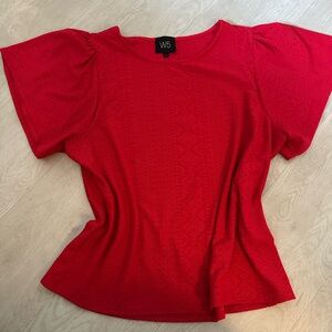 W5 Red Eyelet Puff-Sleeve Blouse